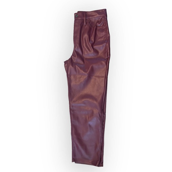 Madewell Perfect Vintage Straight Jean: Dark Cabernet Faux Leather Size 29 Red - Picture 8 of 9